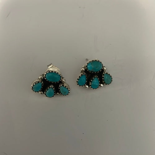 Nizhoni “The Backroads”  MINIS Turquoise & Sterling Silver 4 Stone Earrings Handmade