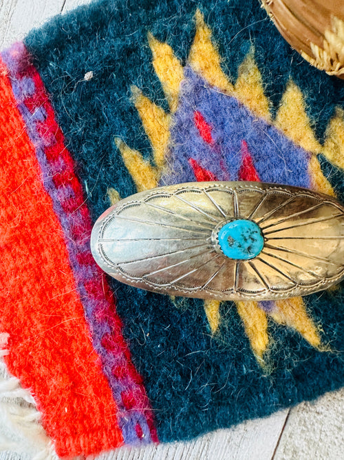 Old Pawn Navajo Turquoise & Sterling Hair Barrette