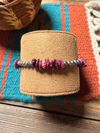 Handcrafted Purple Spiny Oyster & Sterling Silver Beaded Stretch Bracelet