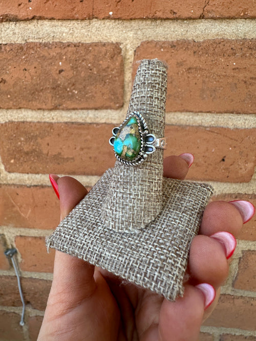 Beautiful Handmade Sonoran Mountain Turquoise And Sterling Silver Adjustable Ring