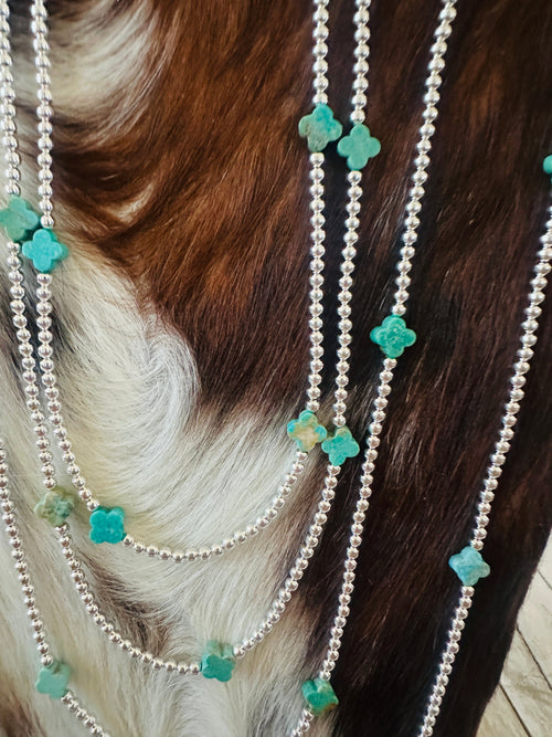Navajo Sterling Silver & Turquoise Beaded Necklace