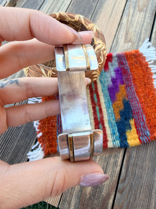 Handcrafted Old Pawn Sterling Silver Cuff Bracelet