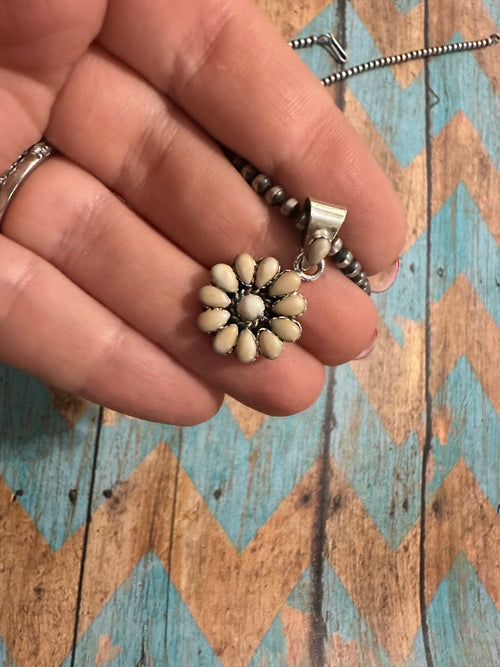 Beautiful Handmade Sterling Silver & White Buffalo Cluster Pendant Style 2