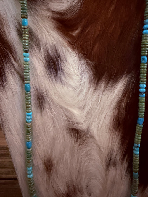 Handcrafted Turquoise & Sterling Silver 30" Beaded Necklace