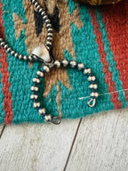 Navajo Sterling Silver Pearl Beaded Naja Pendant