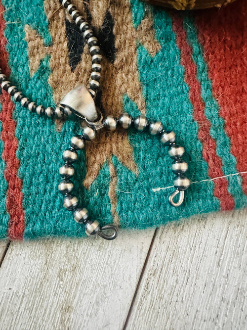 Navajo Sterling Silver Pearl Beaded Naja Pendant