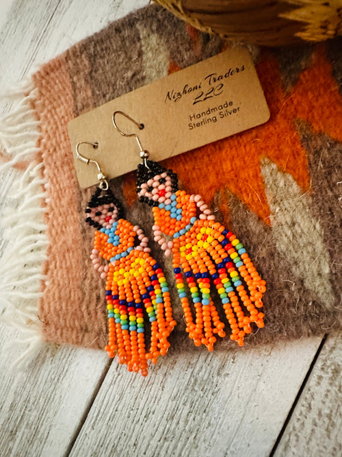 Handmade Multicolor Beaded Lady Dangle Earrings