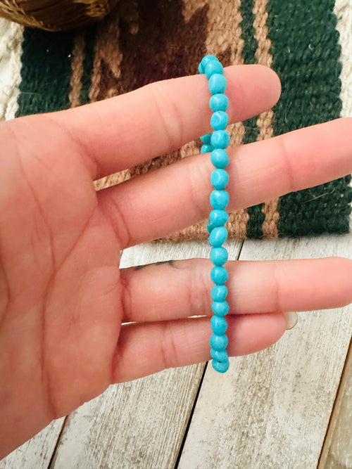 Navajo Sterling Silver and Turquoise Beaded  Bracelet