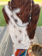 Handcrafted Turquoise, Spiny & Sterling Silver Pearl 18” Beaded Necklace