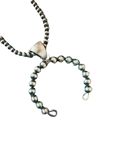 Navajo Sterling Silver Pearl Beaded Naja Pendant