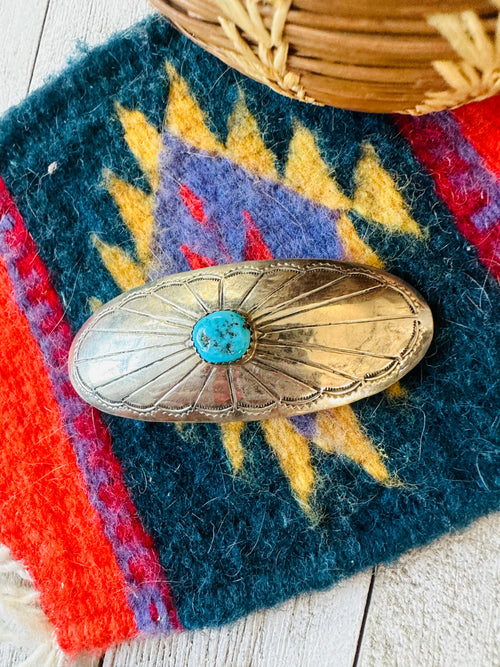 Old Pawn Navajo Turquoise & Sterling Hair Barrette