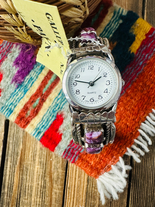 Handcrafted Old Pawn Spiny Oyster & Sterling Silver Watch Cuff