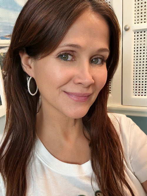 Beaded Hoop Earrings Sterling Silver 1 1/4”