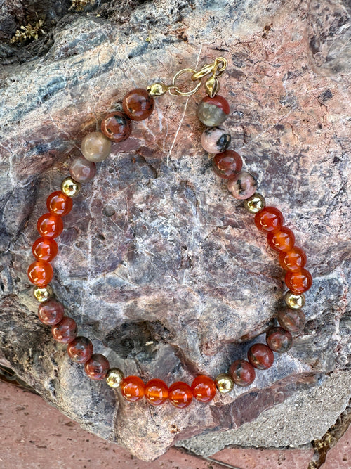 Orange & Multi Color Carnelian Agate Bracelet