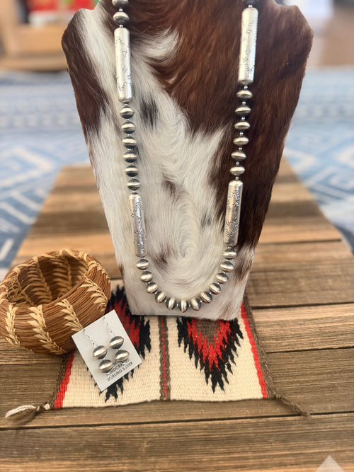 Handcrafted Sterling Silver Beaded Necklace and Earring Set
