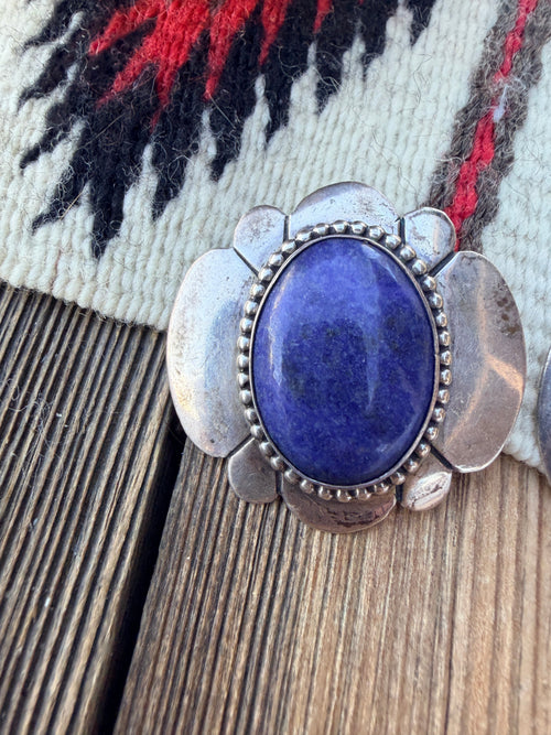 Old Pawn Handcrafted Sterling Silver & Lapis Post Earrings