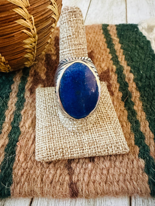 Old Pawn Navajo Sterling Silver & Lapis Men’s Ring Size 10