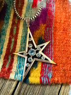 Handcrafted Old Pawn Sterling Silver & Topaz Star Pendant