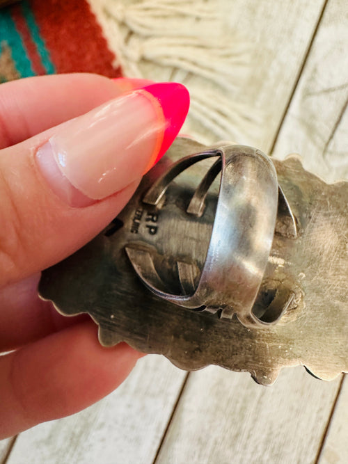 Apache Orange Spiny Oyster & Sterling Silver Ring by Rosella Paxson, Size 9