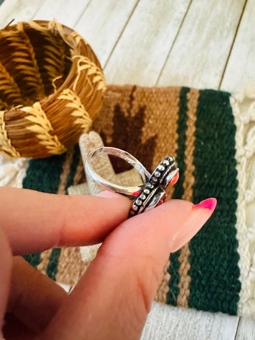 Old Pawn Navajo Sterling Silver & Spiny Ring Size 6.25