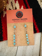 Zuni Sterling Silver & Turquoise Inlay Dangle Earrings