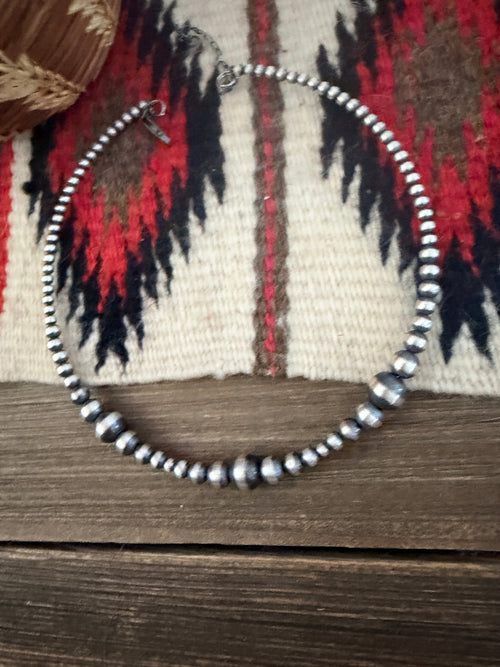 Handcrafted Sterling Silver Pearl Beaded Wrap Choker Necklace