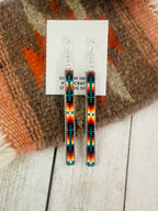 Navajo Handmade Multicolor Beaded Dangle Earrings