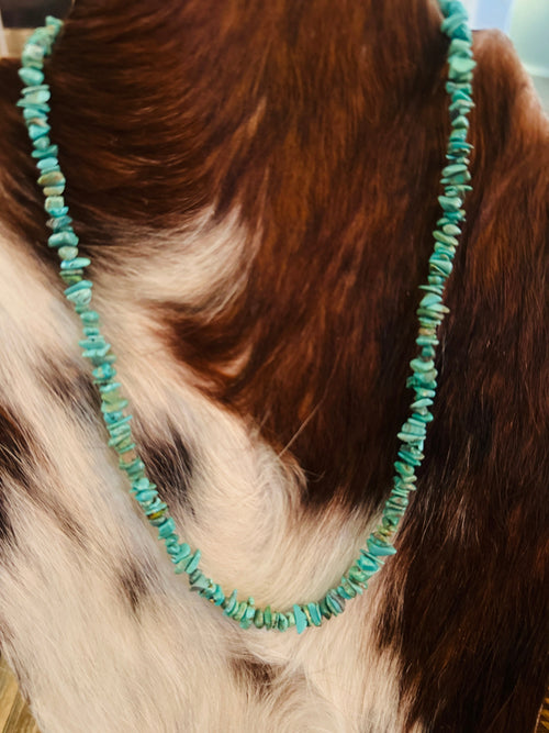 Handcrafted Turquoise & Sterling Silver 18” Beaded Necklace