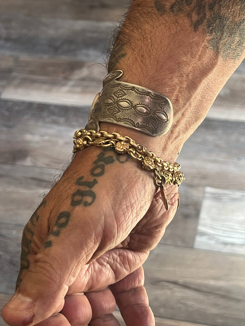 Hand Forged Old Pawn Sterling Silver Ingot Cuff Bracelet by Santa Fe Artist, Buffalo: The Royston