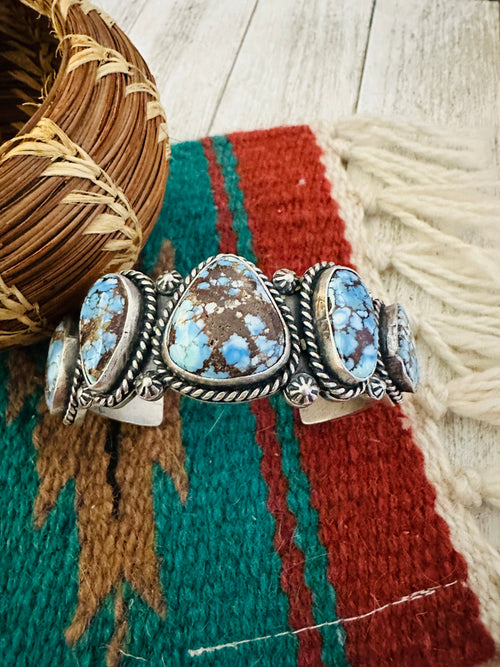 Navajo Sterling Silver & Golden Hills Turquoise Cuff Bracelet