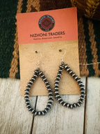 Handcrafted Sterling Silver Saucer Pearl Dangle Hoop Earrings