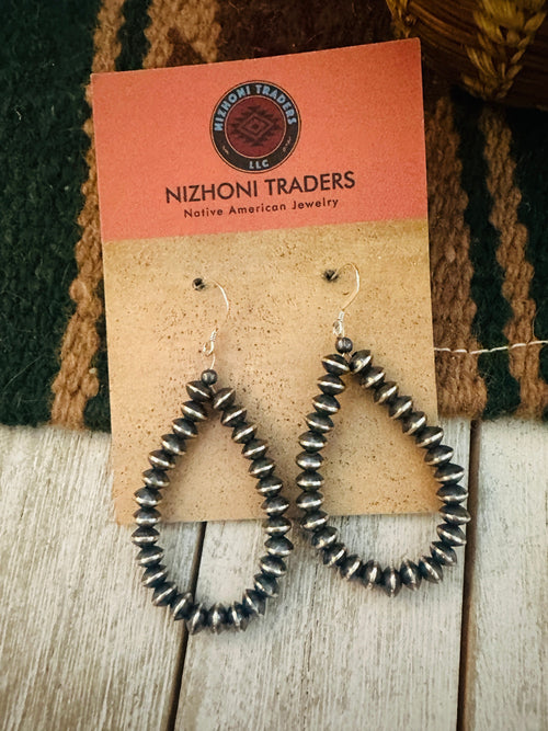 Handcrafted Sterling Silver Saucer Pearl Dangle Hoop Earrings