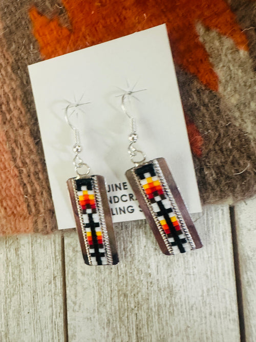 Navajo Handmade Multicolor Beaded Dangle Earrings