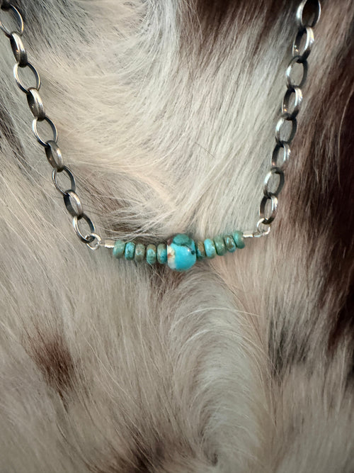 Handmade Sterling Silver, Turquoise & Spice Beaded Necklace