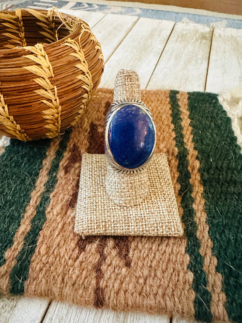 Old Pawn Navajo Sterling Silver & Lapis Men’s Ring Size 8