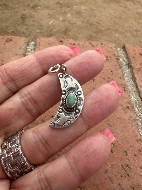 Sterling Silver Turquoise Moon Charm