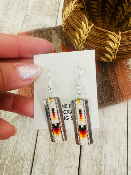 Navajo Handmade Multicolor Beaded Dangle Earrings