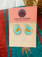 Navajo Royston Turquoise and Sterling Silver Stud Earrings