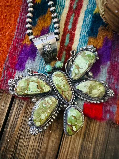Handcrafted Sterling Silver & Egyptian Turquoise Butterfly Pendant by Rosella Paxson