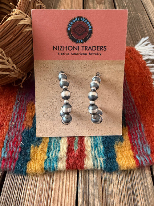 Handcrafted Sterling Silver Pearl Beaded Hoop Earrings