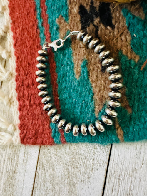 Navajo 6mm Sterling Silver Pearl Beaded Bracelet
