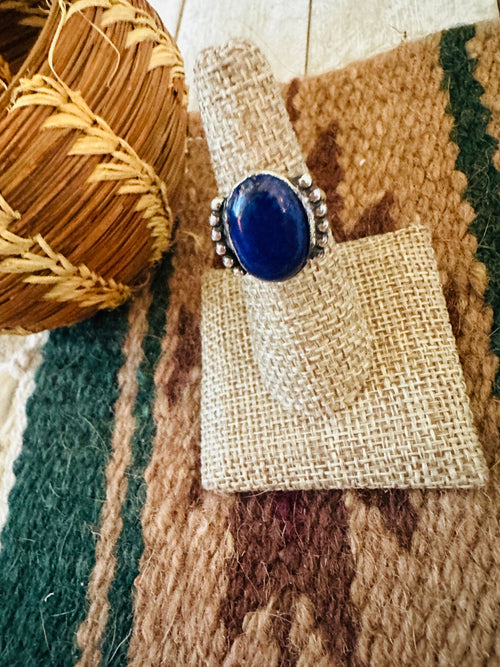 Old Pawn Navajo Sterling Silver & Lapis Ring Size 6.5