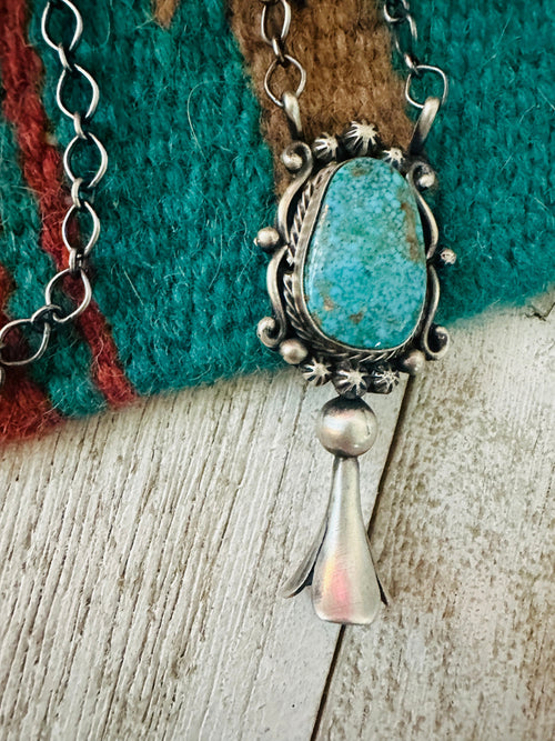 Navajo Sterling Silver & Turquoise Blossom Necklace