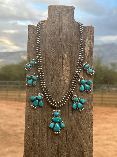 Taos Collection Handmade Sterling Silver & South Hill Sonoran Turquoise Necklace