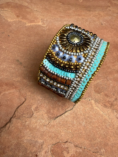 “The Golden Collection” Handmade Beaded Cuff Bracelet