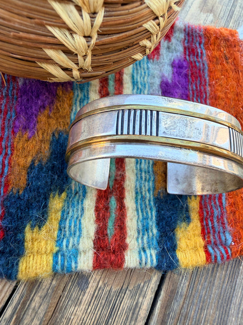 Handcrafted Old Pawn Sterling Silver Cuff Bracelet