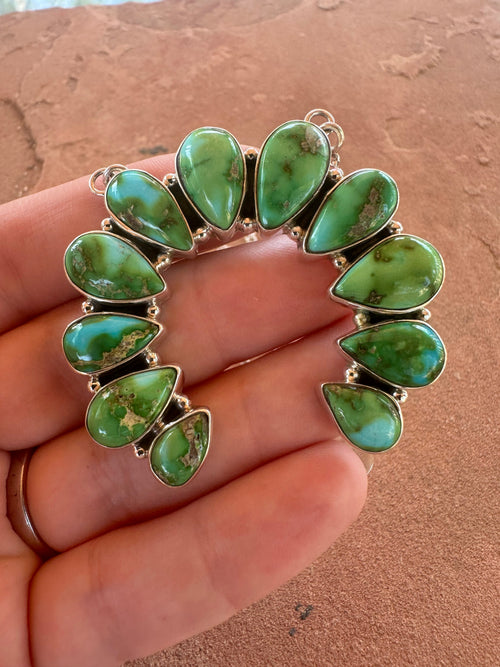 Handmade Sterling Silver & Sonoran Turquoise Naja Necklace Signed Nizhoni