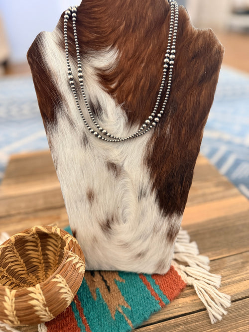 Handcrafted Sterling Silver Pearl 36” Beaded Necklace