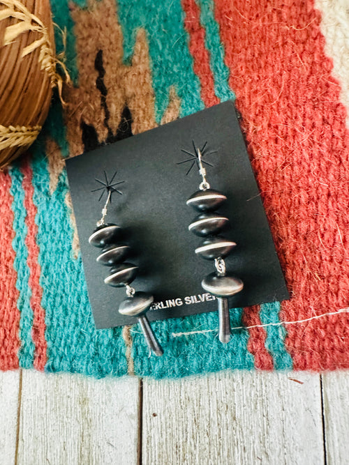 Navajo Sterling Silver Pearl Blossom Dangle Earrings
