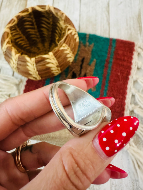 Old Pawn Navajo Sterling Silver & Gaspeite Ring